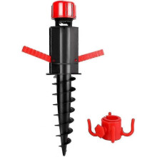 Beach Umbrella Sand Anchor Heavy Duty Windproof Parasol Screw Set with Hook Beach Umbrella Sand Anchor (black Red) (1pcs) Zekai