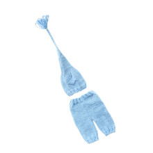 langfristige mütze baby 0–3 monate handgestrickt hellblau fotoprop