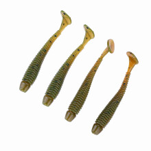 Satz mit 50 weichen Kunststoff-T-Tail Angelködern, 5 cm, Grub-Wurm, Schwarz