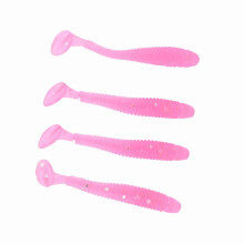 50 Stück Weiche Plastik T-Kopf Grub Worme 5cm Fisch Lockstoffe Pink