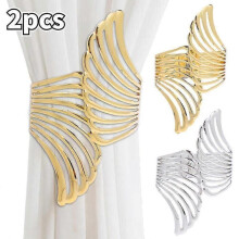2pcs Wings Pattern Curtain Clip Gold Silver Punching-free Metal Curtain Buckle for Living Room Bedroom Decors Home Accessories