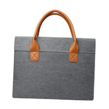 Men Women Briefcase Wear-Resistant Notebook Bag 38x29x4 Cm Gray For Business Use
