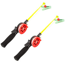 Fishing Pole Mini Ice Fishing Rod For Kids Shrimp Crab Pole With Clip Reel Pool Crabbing Set 2PCS