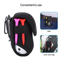 Tragbare Golfballtasche mit 2 Bällen & 4 Tees, Neoprén, Schwarz