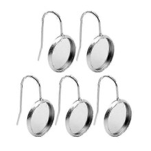 30pcs Silver Stainless Steel Blanks Earring Bezel Setting Wire Hooks Settings Trays for Jewelry Making And Diy Crafts