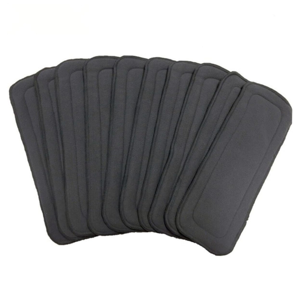 Bamboo Charcoal Fiber Diaper Liners 10 Pcs Set Washable Reusable Nappies Cloth Diapers Newborn Grey