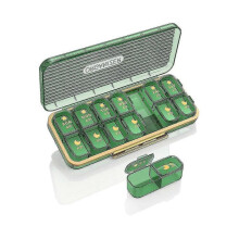 Am/pm Pill Organizer 7 Day, Pill Box 2 Times A Day Weekly Pill Organizer, Portable Daily Medicine Container Case, Green Zekai