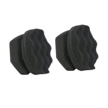 2Pcs Wave Pattern Car Waxing Sponge, High-Density Applicator, 2-Pack, Seats and Dashboard Care, Black