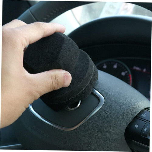 2Pcs Wave Pattern Car Waxing Sponge, High-Density Applicator, 2-Pack, Seats and Dashboard Care, Black 2