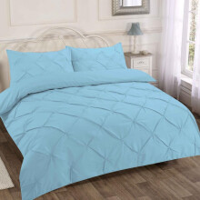 (Aqua, Single) Premium Quality Pintuck Design - Universal Fit Single Duvet Cover Set - 200 Thread Count Polycotton (50% Cotton & 50% Polyester) Quilt Beddi