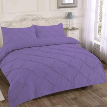 (Lilac, King) Premium Quality Pintuck Design - Universal Fit Single Duvet Cover Set - 200 Thread Count Polycotton (50% Cotton & 50% Polyester) Quilt Beddi