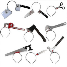 9 Pcs Halloween Horror Hair Bands Zombie Headbands Cleaver Axe Scissor Hammer Pattern Headbands for Halloween Carnival