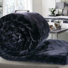 (Black, 200 x 240 cm) Faux Fur Blanket Throw Mink Sofa Bed Luxury Soft Single Double King Size Warm Large