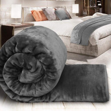 (Charcoal Grey, 150 x 200 cm) Faux Fur Blanket Throw Mink Sofa Bed Luxury Soft Single Double King Size Warm Large