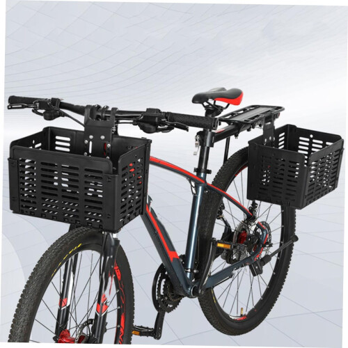 Foldable Front Bike Basket Plastic Frame Lightweight Storage Carrier Easy Install Universal Handlebar Mount Fits Bikes 2