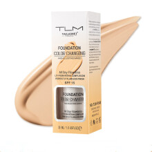 1 Pack TLM Color Changing Foundation For Aging Skin,Liquid Makeup Base Nude Face Cover Concealer Cream, Warm Skin Tone Moisturizing Cover, 30 mL
