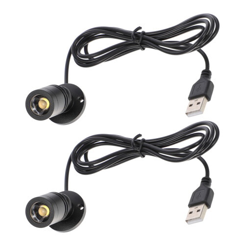 2 unidades luz LED para armário com USB, mini spot interno