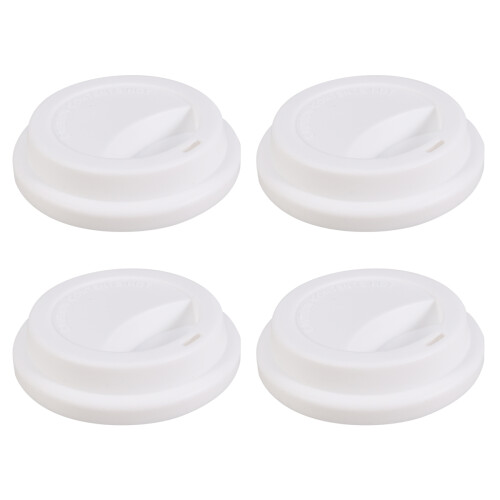 4 Stks Herbruikbare Silicone Koffiemokdeksels Stofdicht (Wit)