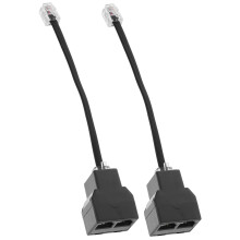 Telephone Line Adapter 2Pcs Detachable PC Splitter Cable for Telephones Black Converts to Two Interfaces for Fax Modem