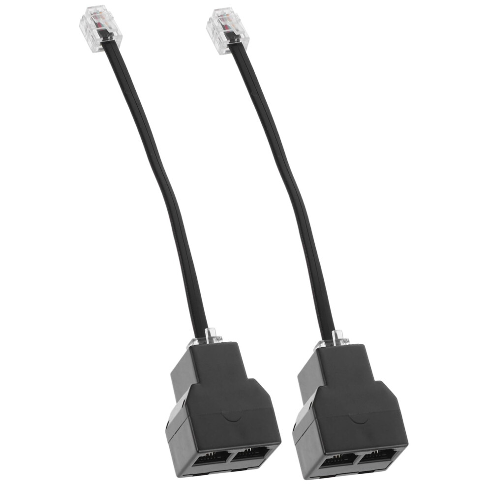 Telephone Line Adapter 2Pcs Detachable Pc Splitter Cable For Telephones Converts To Two Interfaces For Fax Modem Black 9393856788248