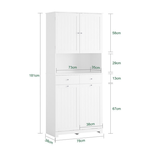 SoBuy Ντουλάπι Μπάνιου BZR215-W Λευκό 78x38x181cm 2