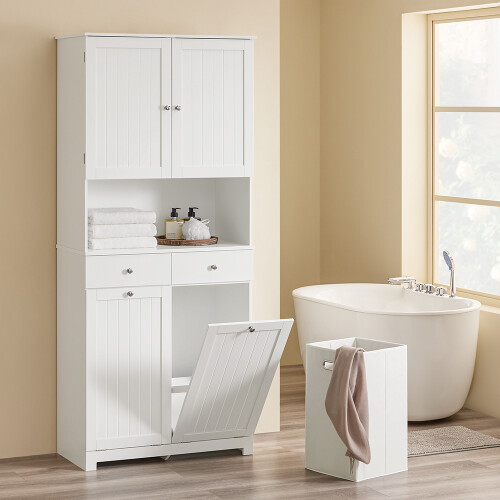 SoBuy Ντουλάπι Μπάνιου BZR215-W Λευκό 78x38x181cm 1