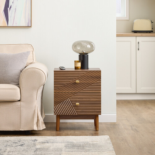 SoBuy Vintage Bedside Table with 2 Drawers, Brown 1