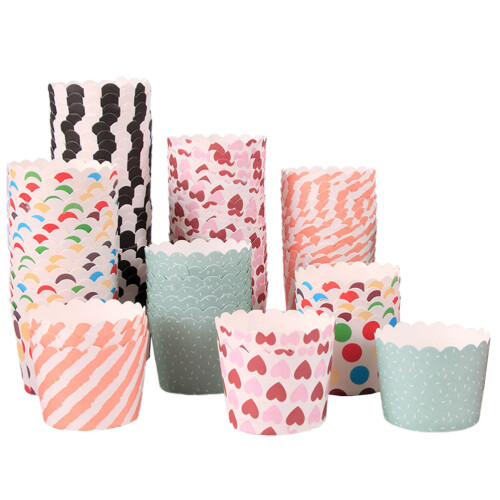 100Pcs Muffin Paper Cups Cupcake Baking Dessert Holders Mixed Pattern