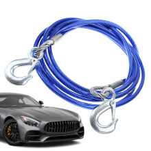 Heavy-Duty Tow Cable Steel Wire Towing Strap With Hooks Anti-Slip High Tensile Strength For Truck Boat Motorcycle
