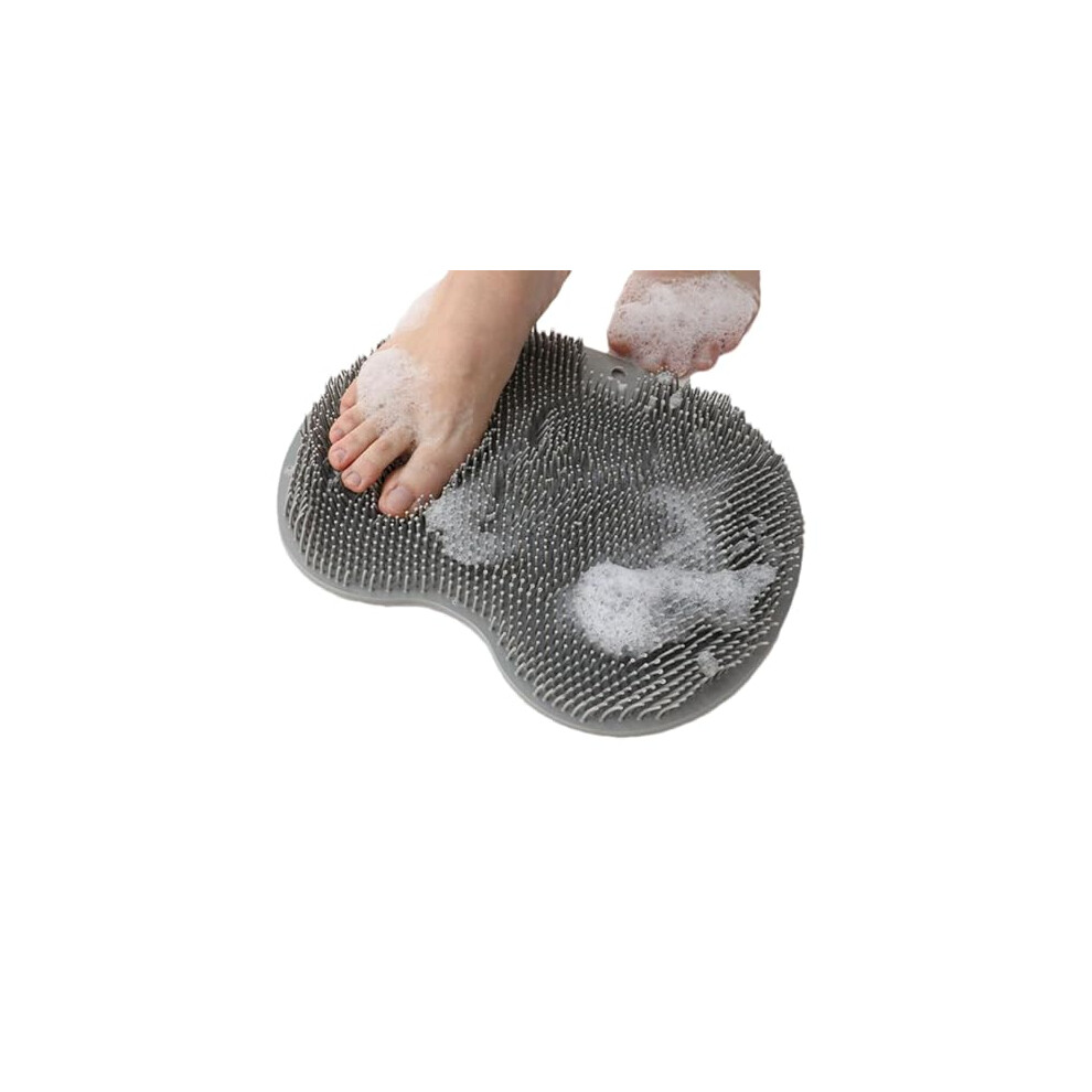 Silicone Foot Scrubber Mat 2025 Model Gray Non-Slip Exfoliating Shower Pad With Suction Cups Back Scrubber Massage Pad-image-OPC-PKJCJ2T-NEW