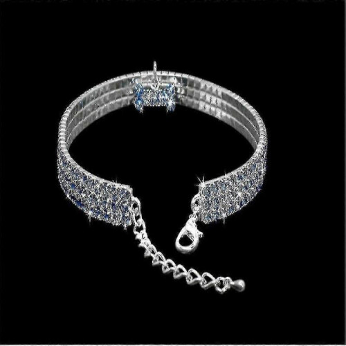 Collier d'os pour animaux de compagnie, 3 rangées de strass et de cristaux, collier élastique 1