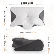 (gray & white, one-size) Memory Foam Neck Pillow, 1 Count Comfortable Neck Pillow, Sleeping Pillow for Side, Back, Prone Sleepers, Essential Supplies for Home,