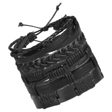 5Stk Lederarmband Schwarz Retro Lederarmband Verstellbar Modisch