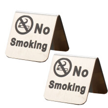 2 stück edelstahl schild rauchen verboten dreieckig tischaufsteller