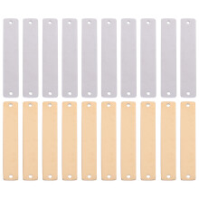 20Pièces Étiquettes Métalliques Rectangulaires Acier Inoxydable DIY