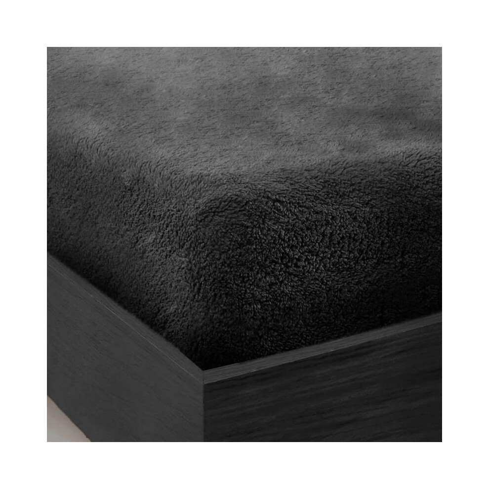 (CHARCOAL, SUPER KING) Teddy Fleece Fitted Sheet Thermal Warm Single Double King Super King Bedding fitted  bed  sheet-image-OPC-PKJCTZV-NEW