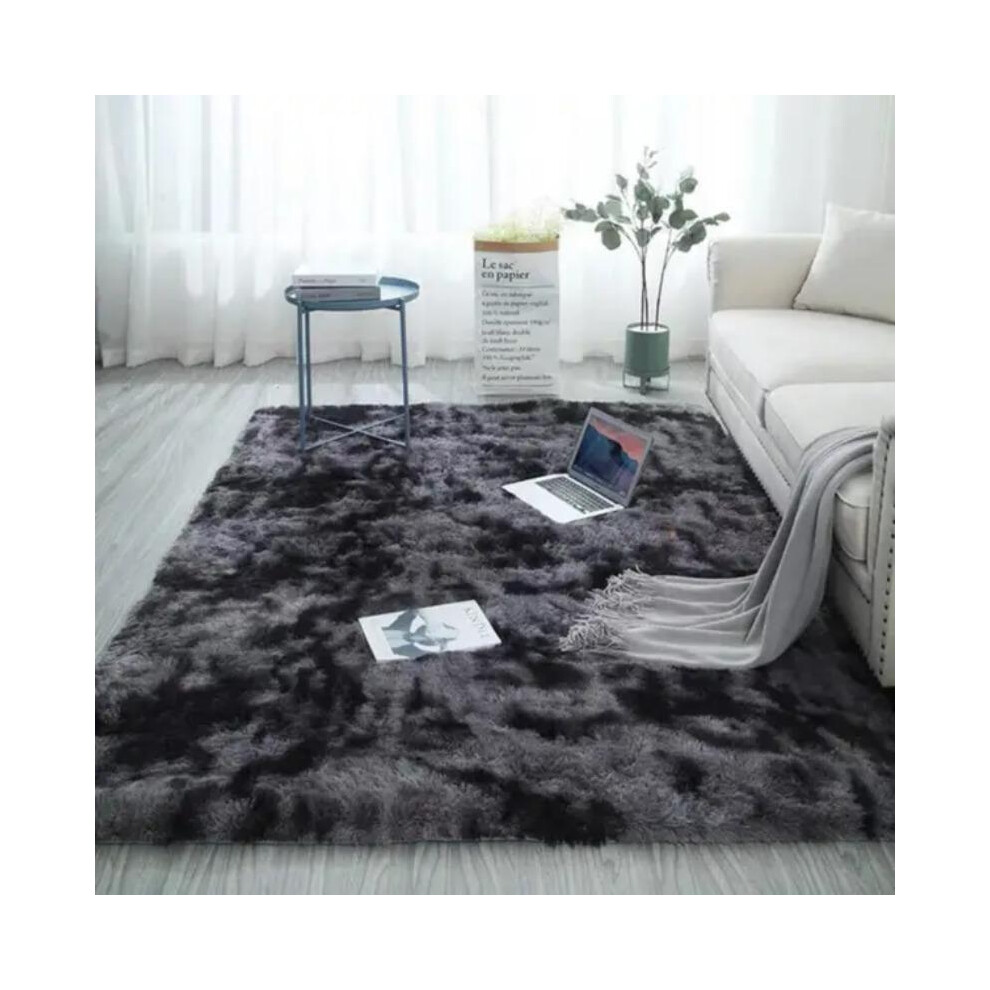 (Dark Gray, 47.20inch X 63.00inch) Sweet Tie Dye Faux Fur Shag Rug, Non-slip Soft Floor Carpet, Modern Room Accessories Floor Mat for Living Room, Hom-image-OPC-PKJCV5T-NEW