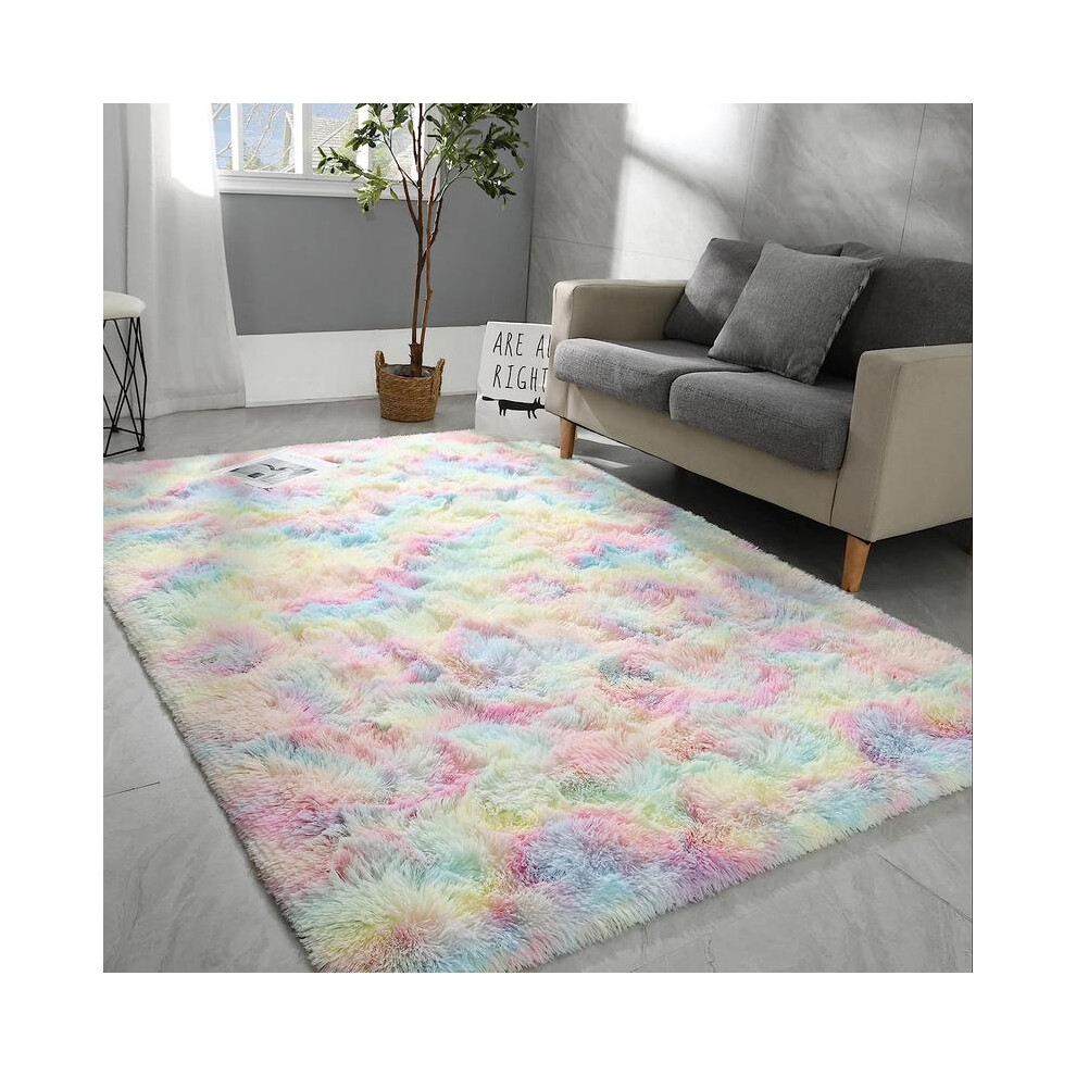 (Rainbow, Samll 140Cmx200cm) Multi-Size Rug,1 Count Comfortable Fluffy Bedside Area Rug, Plush Shaggy Rugs For Living Room Decor, Large Decorative Flo 5021832430594