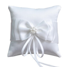 Ring Pillow Vintage Style With Ribbon Bow Ring Bearer Cushion For Wedding Ceremony Keepsake