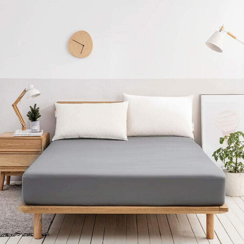 (Charcoal, Double) 40cm Extra Deep Fitted Sheet 100% Soft Egyptian Cotton Bed Sheets Single Double Super King Size