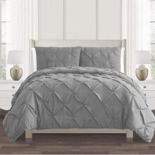 (Silver, Super King) Luxurious Diamond Pinch Pleat Pintuck Duvet Cover Set 100% Soft Egyptian Cotton Quilt Covers Bedding Bed Sets Double King Super King with Pi