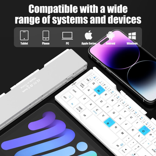 Folding Bluetooth Keyboard with Magnetic Stand, Aluminum Alloy Mini Keypad 1