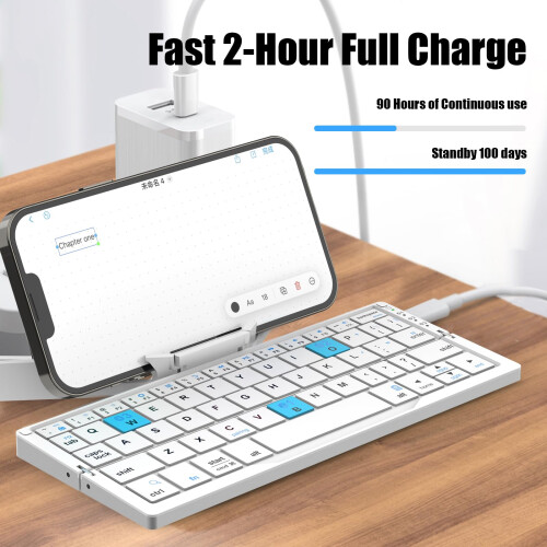 Folding Bluetooth Keyboard with Magnetic Stand, Aluminum Alloy Mini Keypad 2
