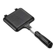 Non-Stick Frying Pan Sandwich Maker With Black Lid Food-Safe Double-Sided Griddle For Toast And Waffles