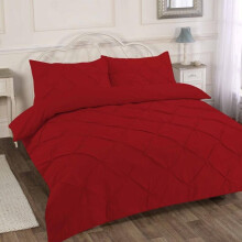 (Red, Double) ELIZA PINTUCK PLEATED DUVET QUILT COVER SET SINGLE DOUBLE SUPER KING SIZE BEDDING Soft Washable sets