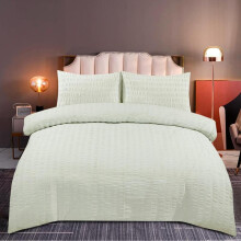 (Lemon, Super King) Seersucker Duvet Cover Set Rich Cotton Bedding Sets All Sizes Available Cotton Soft Washable