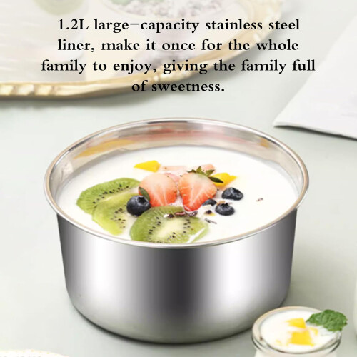 Electric Yoghurt Making Machine, Green 1.2L, Stainless Steel Liner, Temperature Controlled, Multi-Function Yoghurt Maker 2