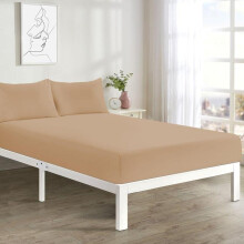 (Latte, King) Extra Deep Fitted Bed Sheets 16"/40cm Deep Pockets With Elasticated Corners | Bedding & Linen Easy Iron All Seasons 52% Polyester 48% Cotton
