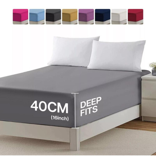 (Mint, Single) Extra Deep Fitted Bed Sheets 16"/40cm Deep Pockets With Elasticated Corners | Bedding & Linen Easy Iron All Seasons 52% Polyester 48% Cotton 1