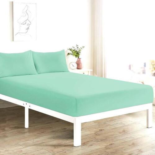 (Mint, Single) Extra Deep Fitted Bed Sheets 16"/40cm Deep Pockets With Elasticated Corners | Bedding & Linen Easy Iron All Seasons 52% Polyester 48% Cotton